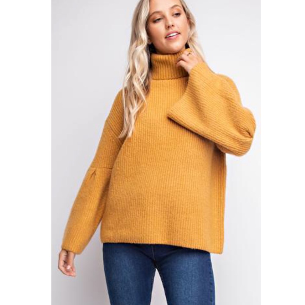BELL SLEEVE SOFT FUZZY TURTLENECK